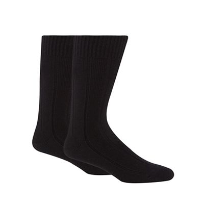 Maine New England Pack of two black rib thermal short socks